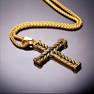 New 18k gold plated cross necklace for men
